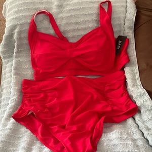 Red two piece bathing suit. Size 22W